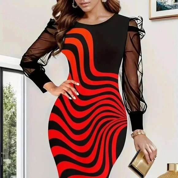 Elegant Long Sleeve Dress,